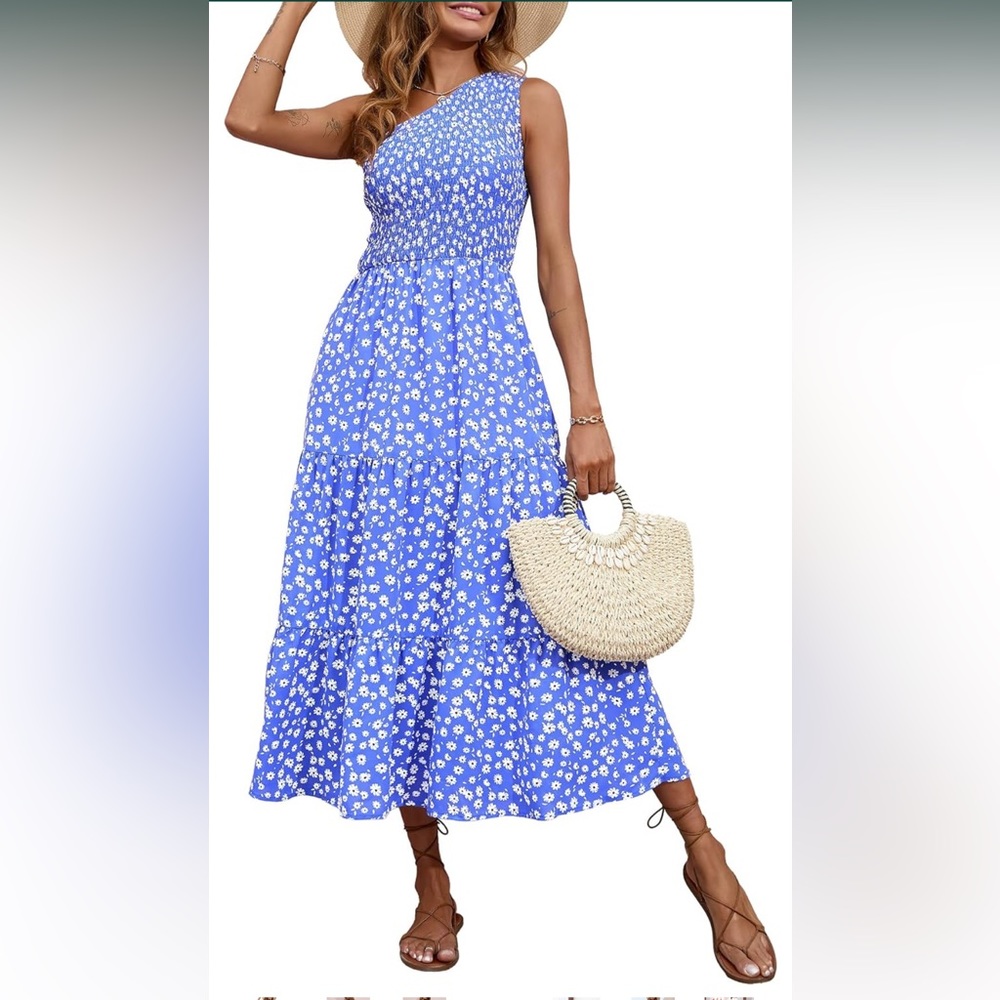 LIKE NEW One shoulder smocked maci dress